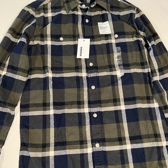 NWT Sonoma flannel shirt size S color green - Picture 3 of 3